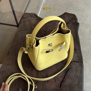 MBH Top Layer CT Cowhide Bucket Bag with Kelly Buckle and Two Straps