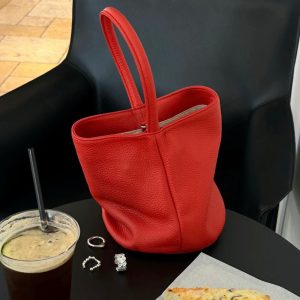 MBH Lychee Texture Soft Versatile Bucket Bag Crossbody Handbag