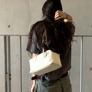 MBH Japanese Korean Minimalist Top Layer Cowhide Pillow Bag Dopamine Fresh Underarm One Shoulder Bag