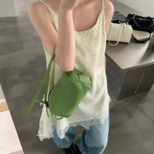 2026 Korean Minimalist Leather Cylinder Bag Large Capacity Crossbody Shoulder Bag with Strap