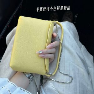 MBH 2026 Summer New Top Layer Cowhide Color Block Chain Bag Minimalist Crossbody Handbag with Chain