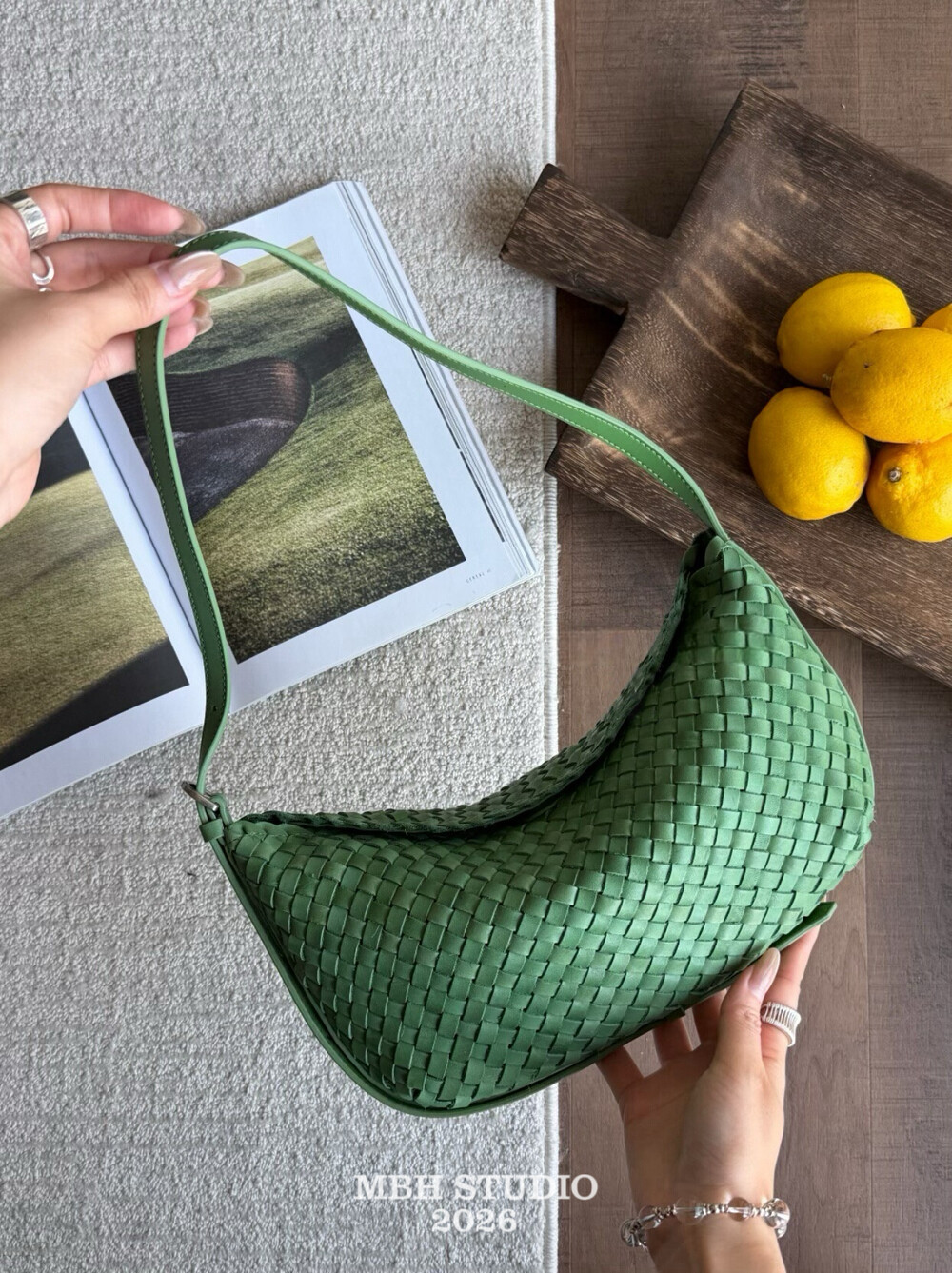 MBH Handwoven Top-Grain Vegetable-Tanned Leather Crescent Bag Relaxed Shoulder Crossbody Bag - Image 4