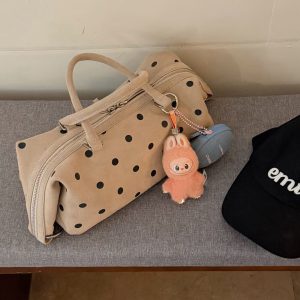 Niche Korean Ins Style Matte Leather Polka Dot Pillow Bag Cute Crossbody Handbag with Shoulder Strap