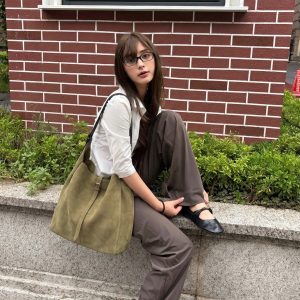 MBH 2026 Suede Tote Bag Large Capacity Commuter Crossbody Shoulder Bag