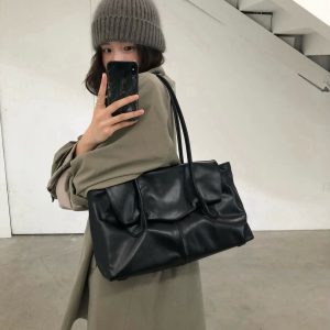 MBH Top Grain Leather Flap Large Tote Bag Designer Shoulder Bag